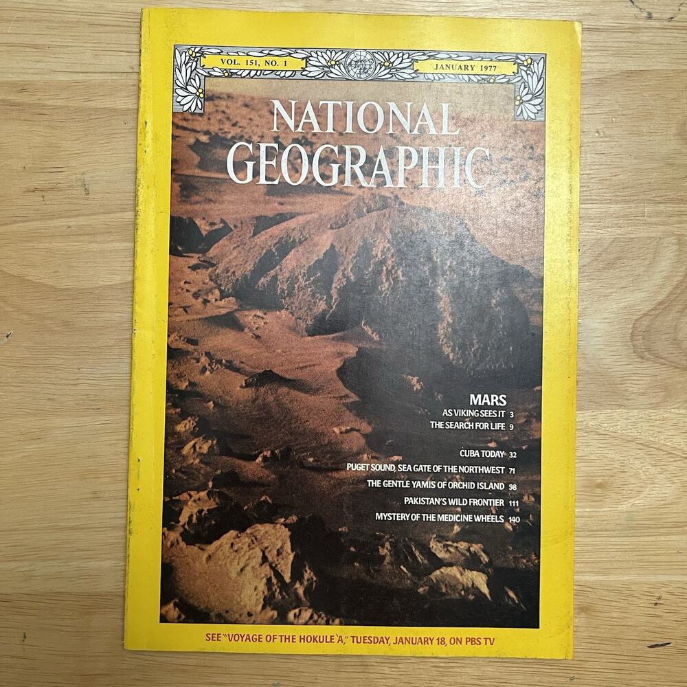 Vintage National Geographic Magazine January 1977 Mars Cuba Puget Sound